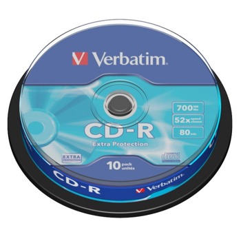 Оптичен носител CD-R 700MB, Verbatim 43437, 52x, 10бр | JAR Computers Verbatim CD-R 10бр. 43437