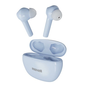 Слушалки Maxell Dynamic Blue, безжични, Bluetooth, микрофон, тип "тапи", до 12 часа време за работа, сини | JAR Computers Maxell Dynamic Blue