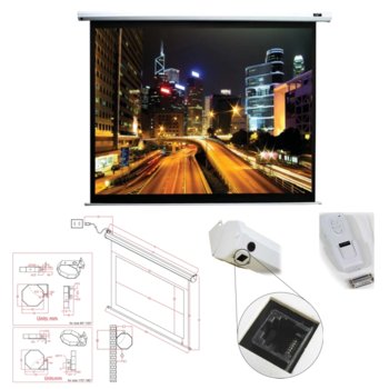 Екран Elite Screens 120" (304.8 cm), 182.88 x 243.84 cm ползваема площ, електромотор, дистанционно, 2г. | JAR Computers Екран Elite Screens 120"