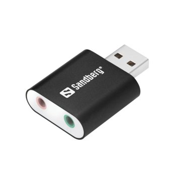 Външна звукова карта Sandberg, USB, 3.5mm жак, MIC жак, черна image