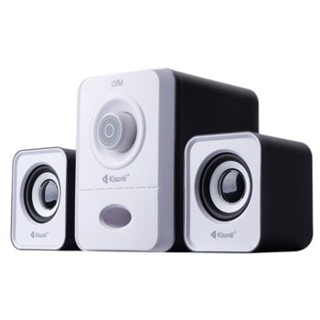 Тонколони Kisonli U-2900, 2.1, 11W, AUX, USB, SD Card, черни/бели, USB захранване | JAR Computers Kisonli U-2900 22153