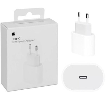 Зарядно устройство Apple 20W USB-C Power Adapter, от контакт към USB Type C (ж), бяло image