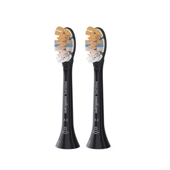 Стандартни глави за звукова четка за зъби, PHILIPS toothbrush head Sonicare A3 Premium, 20 пъти повече премахване на плака, до 100% намаляване на оцветяването, черен | JAR Computers PHILIPS toothbrush head A3 Premium HX9092/11
