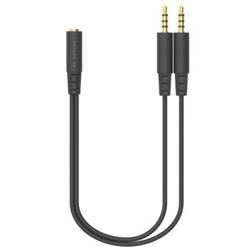 Адаптер А4Tech AD-4P, от AUX(ж) към 2x AUX(м), 0.20m, черен | JAR Computers А4Tech AD-4P