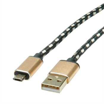 Кабел Roline 11.02.8828, USB 2.0 type A към USB 2.0 type Micro B, 1.8m, черен | JAR Computers Cable USB2.0 A-Micro B 1.8m OTG 11.02.8828