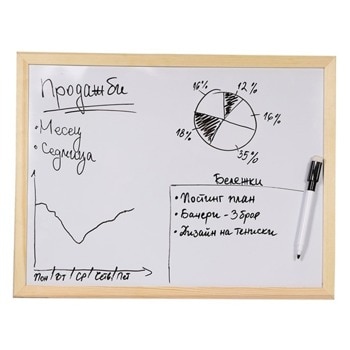 ДЪСКА БЯЛА 60/90 СМ ДЪРВЕНА РАМКА