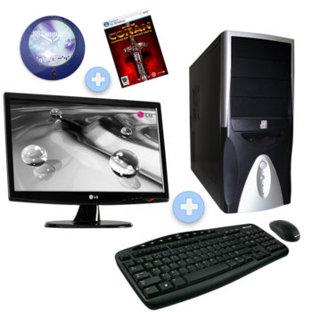 Настолен компютър PC "Престиж" & 22" (~56 cm) LG W2243S-PF +Подарък игра & часовник, Intel® Pentium® Dual Core E5300 2.6GHz, 3GB RAM, 750GB HDD, DVDRW, ATi HD4550 512MB DDR3, SB5.1, безжична клавиатура и мишка Microsoft, 2г. гаранция | JAR Computers PC "Престиж" & 22" (~56 cm) LG W2243S-PF +Подаръ…
