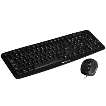 Комплект клавиатура и мишка Canyon CNE-CSET1-BG, оптична мишка (1000 dpi), USB, черни image