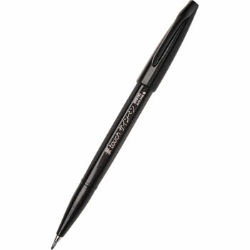 Маркер четка Pentel Brush Sign Pen (SES15C-A), чернa, гъвкав връх, акварелно мастило | JAR Computers Pentel Brush Sign Pen черен SES15C-A