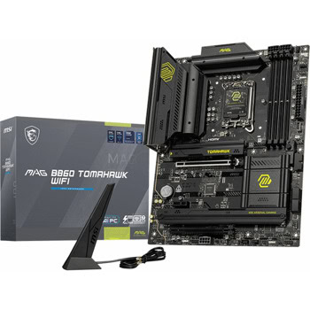 Дънна платка MSI MAG B860 TOMAHAWK WIFI, LGA1851, DDR5, PCI-E 5.0 (Thunderbolt4&DP&HDMI), 4x SATA 6Gb/s, 3x M.2 slots, 1x Thunderbolt 4, 4x USB 3.2 Gen 2 Type-A, 5GbE LAN, Wi-Fi 7, Bluetooth 5.4, ATX | JAR Computers MSI MAG B860 TOMAHAWK WIFI 911-7E39-001