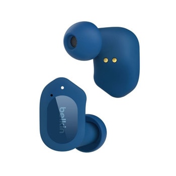 Слушалки Belkin Soundform Play, безжични, Bluetooth, микрофон, тип "тапи", до 8 часа време на работа, IPX5, сини | JAR Computers Belkin Soundform Play Blue AUC005btBL