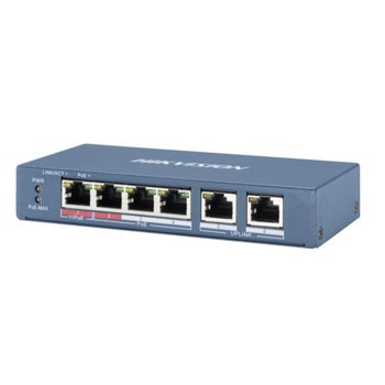 Суич HikVision DS-3E0106HP-E, 100Mbps, 6 порта, 1x 10/100Mbps RJ-45 Hi-PoE, 3x 10/100Mbps RJ-45 PoE, 2x 10/100Mbps uplink | JAR Computers HikVision DS-3E0106HP-E