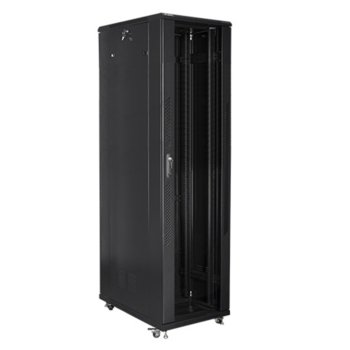 Комуникационен шкаф Lanberg FF01-8047-12B, 19", 47U, 800 x 1000 x 2270, стъклена врата, черен | JAR Computers Lanberg FF01-8047-12B