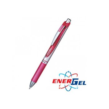Автоматичен ролер Pentel Energel BL77, розов цвят на писане, дебелина на линията 0.7 mm, гел, сребрист, цената е за 1бр. (продава се в опаковка от 12бр.) | JAR Computers Pentel Energel BL77