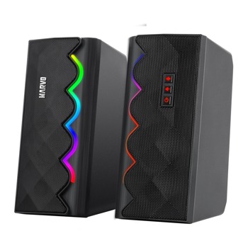 Тонколони Marvo SG-269, 2.0, 6W, Bluetooth, AUX, USB, черни, RGB подсветка | JAR Computers MARVO-SG-269