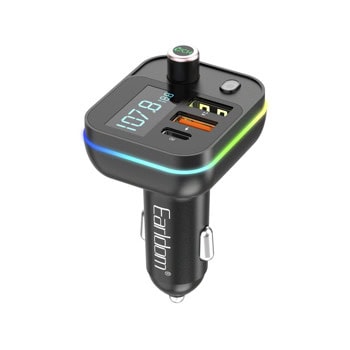 FM Трансмитер Earldom ET-M87, от 87.5 до 108.0MHz, Bluetooth, 2x USB-A, 1x USB-C, слот за microSD карта, черен | JAR Computers FM Трансмитер Earldom ET-M87