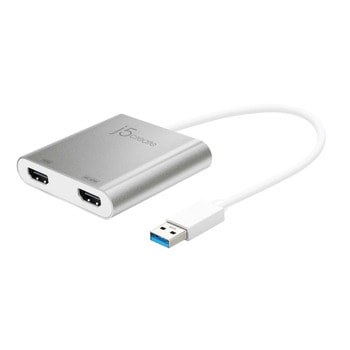 Адаптер j5create JUA365, от USB-A(м) към 2x HDMI(ж), бял, 4K@30Hz | JAR Computers j5create JUA365