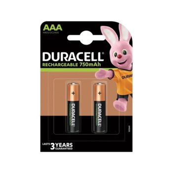 Акумулаторна батерия Duracell, AAA, 1.2V, 750 mAh, NiMH, 2 броя image