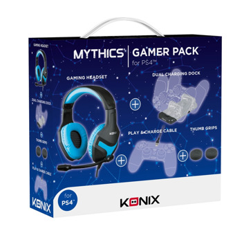 Комплект Konix KX-GPK-P4, слушалки, докинг станция, гумени тапи и кабел за PlayStation 4 | JAR Computers Комплект Konix KX-GPK-P4 за PlayStation 4