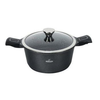 Тенджера Bohmann BH 1730-28CR, вместимост 6.5 l, 28 cm диаметър, алуминий, капак, черна | JAR Computers Тенджера Bohmann BH 1730-28CR