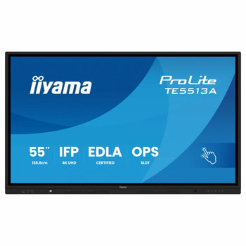 Интерактивен дисплей IIYAMA TE5513A-B1AG, 54.6" (138.6 cm) 4K/UHD IPS сензорен дисплей, DisplayPort, HDMI, USB, USB-C, RS232, Wi-Fi, Bluetooth, LAN | JAR Computers IIYAMA TE5513A-B1AG