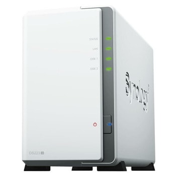 Мрежови диск (NAS) Synology DS223J, четириядрен Realtek RTD1619B 1.7GHz, без твърд диск (2x SATA), 1GB DDR4, 1GbE LAN, 2x USB 3.2 Gen 1 | JAR Computers Мрежови диск Synology DS223J