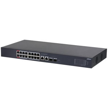 Суич Dahua CS4220-16GT-240, 20 порта, 16x 10/100/1000Mbps RJ45 (PoE), 2x 10/100/1000Mbps RJ45 (uplink), 2x SFP | JAR Computers Dahua CS4220-16GT-240