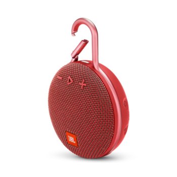 Тонколона JBL Clip 3, 1.0, 3W RMS, безжична, 3.5mm jack/Bluetooth, червена, микрофон, IPX7, до 10 часа работа | JAR Computers JBL Clip 3 Fiesta Red