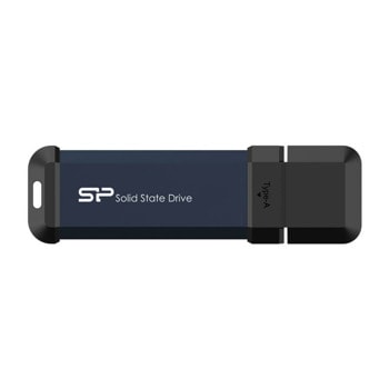 Памет SSD 500GB, Silicon Power MS60 Blue, USB 3.2 Gen 2 Type-A, външна, скорост на четене до 600MB/s, скорост на запис до 500MB/s | JAR Computers Памет SSD 500GB Silicon Power MS60 Blue