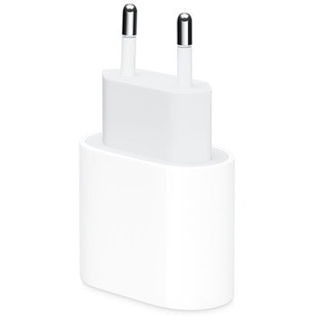 Зарядно устройство Apple USB-C Power Adapter (MUVV3ZM/A), от контакт към USB-C(ж), 20W, бяло | JAR Computers Apple 20W USB-C Power Adapter MUVV3ZM/A