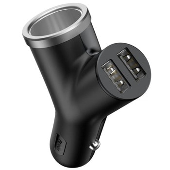 Зарядно за кола Baseus CCALL-YX01, от автомобилна запалка към 2x USB A(ж) / автомобилна запалка, 5V, 3.4A, черна image