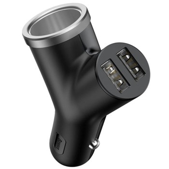 Зарядно за кола Baseus CCALL-YX01, от автомобилна запалка към 2x USB A(ж) / автомобилна запалка, 5V, 3.4A, черна | JAR Computers Baseus CCALL-YX01