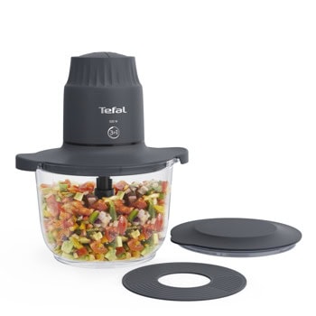 Чопър Tefal MB603138, 500W, 2.0 л. вместимост, 2 скорости, остриета от неръждаема стомана, сив | JAR Computers Чопър Tefal MB603138