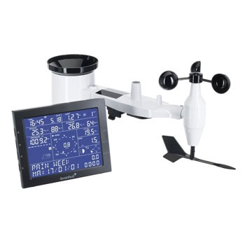 Електронна метеостанция Levenhuk Wezzer PRO LP330, включен 1 бр. безжичен 7-в-1 дистанционен сензор, монохромен екран, термометър, барометър, влагомер, дъждомер, анемометър, часовник, будилник, календар, черна | JAR Computers Levenhuk Wezzer PRO LP330