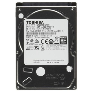 Твърд диск 1TB Toshiba MQ04 Series (MQ04ABF100), SATA 6Gb/s, 5400 rpm, 128MB кеш, 2.5" (6.35 cm) | JAR Computers Toshiba 1TB MQ04 Series MQ04ABF100