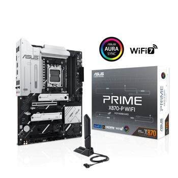 Дънна платка Asus Prime X870-P WIFI, X870, AM5, DDR5, PCI-E 5.0 (HDMI), 2x SATA 6Gb/s, 4x M.2, 2x USB 4.0 Type-C, Wi-Fi 7, Bluetooth 5.4, ATX | JAR Computers Asus Prime X870-P WIFI 90MB1IS0-M0EAY0
