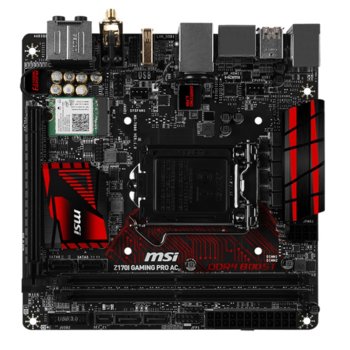 Дънна платка MSI Z170I GAMING PRO AC, Z170, LGA1151, DDR4, PCI-E (DP&HDMI), Wi-Fi 802.11ac, Bluetooth, 4x SATA 6Gb/s, 1x M.2 slot, 4x USB 3.1, mini-ITX | JAR Computers MSI Z170I GAMING PRO AC