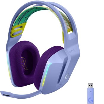 Слушалки Logitech G733 (981-000890), безжични, микрофон, 40mm говорители, 20 Hz - 20 kHz, лилави image