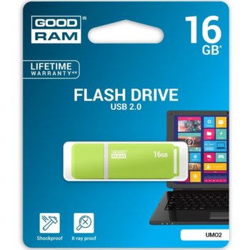 Памет 16GB USB Flash Drive, Goodram Umo 2, USB 2.0, зелена | JAR Computers 16GB Goodram Umo 2 Green