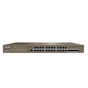 Суич Tenda TEG5328P-24-410W, 24 порта, 24x 10/100/1000 Mbps, PoE, 4x SFP | JAR Computers Tenda TEG5328P-24-410W