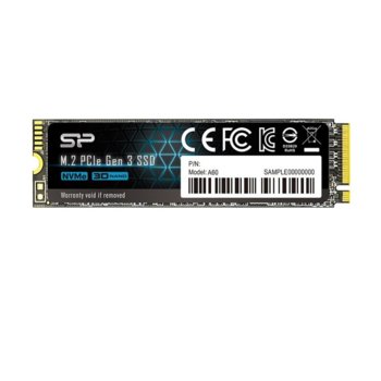 Памет SSD 512GB, Silicon Power A60, NVMe, M.2 (2280), скорост на четене 2200 MB/s, скорост на запис 1600 MB/s | JAR Computers Silicon Power A60 512GB PCIe Gen3x4