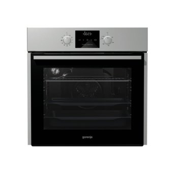 Фурна за вграждане GORENJE BOP 637 E11 X, клас А, 65 л., 3300 W, механично управление, PyroClean почистване, MultiFlow 360, SilverMatte емайл, сива | JAR Computers GORENJE BOP 637 E11 X