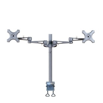 Стойка за монитор NewStar FPMA-D935D, за плот, за екрани от 10" до 27", VESA до 100 x 100, макс. тегло до 6кг., регулируема, за 2 бр. монитора, сребриста | JAR Computers NewStar FPMA-D935D