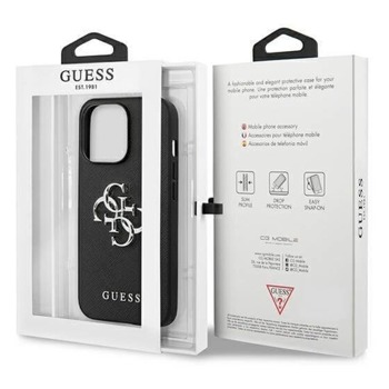 Guess Saffiano 4G Metal Logo Leather Hard Case