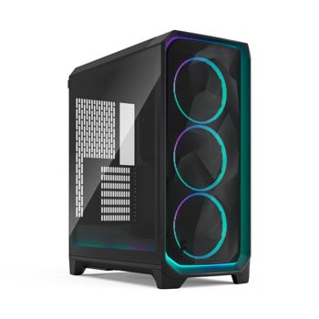 Кутия Fractal Design Meshify 3 Ambience Pro RGB Black TG Light Tint, 2x USB 3.2 Gen 1 Type-A, 1x USB 3.2 Gen 2x2 Type-C, 3x 140mm RGB вентилатора, с прозорец, черна, без захранване | JAR Computers Fractal Design FD-C-MES3A-03