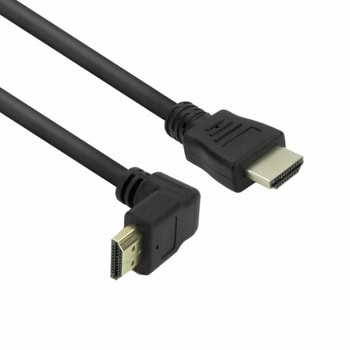 Кабел ACT AK3676, от HDMI(м) към HDMI(м), 1m, черен, 4K@60Hz, ъглов | JAR Computers ACT AK3676