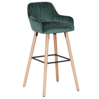 Бар стол Carmen 3082, до 100кг, дърво/дамаска, зелен image