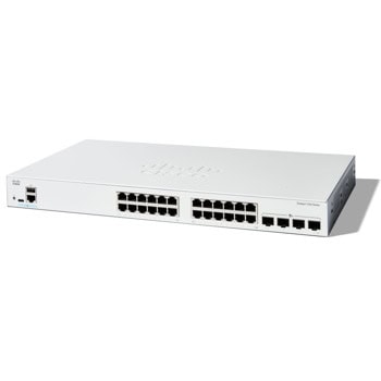 Суич Cisco C1300-24P-4X, 1000Mbps, 28 порта, 24x 10/100/1000Mbps RJ45, 4x 100/1000/10000Mbps SFP+ | JAR Computers Cisco Catalayst C1300-24T-4X