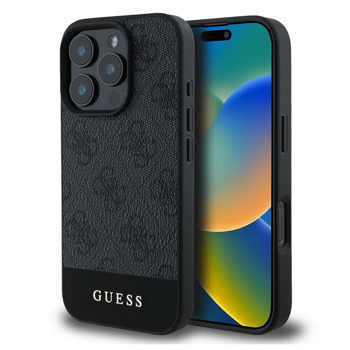 Калъф за Apple iPhone 16 Pro Max, хибриден (термополиуретан и полиуретан), Guess PU 4G Stripe Leather Hard Case, удароустойчив, сив | JAR Computers Guess GUHCP16XG4GLGR
