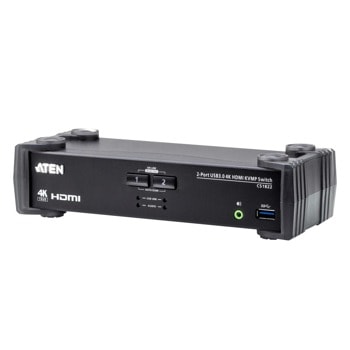 KVM суич Aten CS1822, 2x USB Type A (ж), 1x HDMI (ж), 2x 3.5mm Audio Jack (ж), 2x USB 3.1 Type B (ж), 2x HDMI (ж), 2x 3.5mm Audio Jack (ж) image